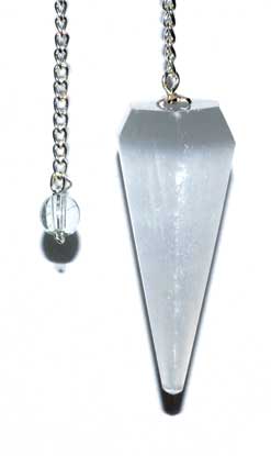 6-sided 7 Chakra Selenite pendulum - Click Image to Close