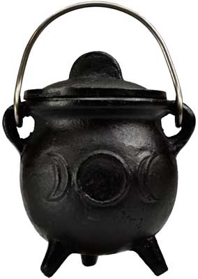 3" Triple Moon cauldron w/ lid - Click Image to Close