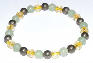 6mm Aventurine, Green, Citrine & Pyrite bracelet - Click Image to Close