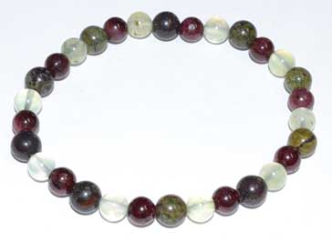 6mm Jasper, Dragon Blood, Garnet & Prehnite bracelet