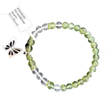 6mm Peridot/ Quartz Butterfly bracelet - Click Image to Close