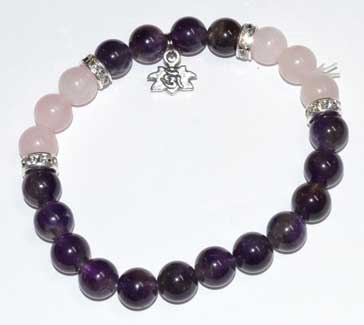 8mm Amethyst & Rose Qtz/ Lotus - Click Image to Close