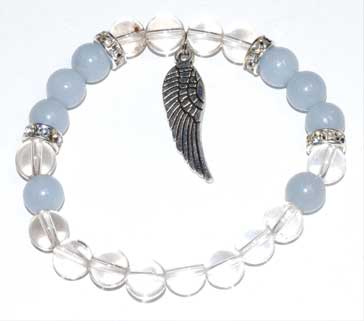 8mm Quartz & Angelite/ Angel Wing