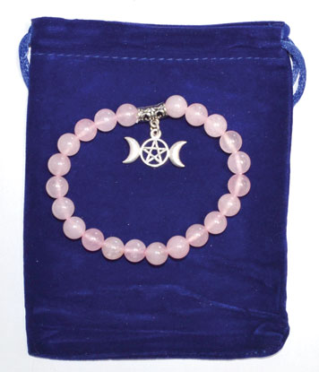 8mm Rose Quartz & Triple Moon bracelet