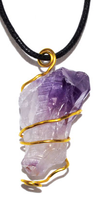 Amethyst wire wrapped pendant - Click Image to Close