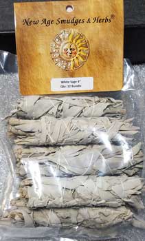 White Sage smudge 12pk 3 1/2" - Click Image to Close